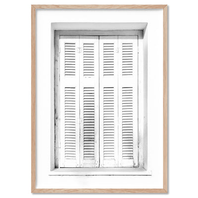 White on White Coastal Window - Art Print, Poster, Stretched Canvas, or Framed Wall Art Print, shown in a natural timber frame