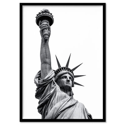 Liberty Rising - Art Print, Poster, Stretched Canvas, or Framed Wall Art Print, shown in a black frame