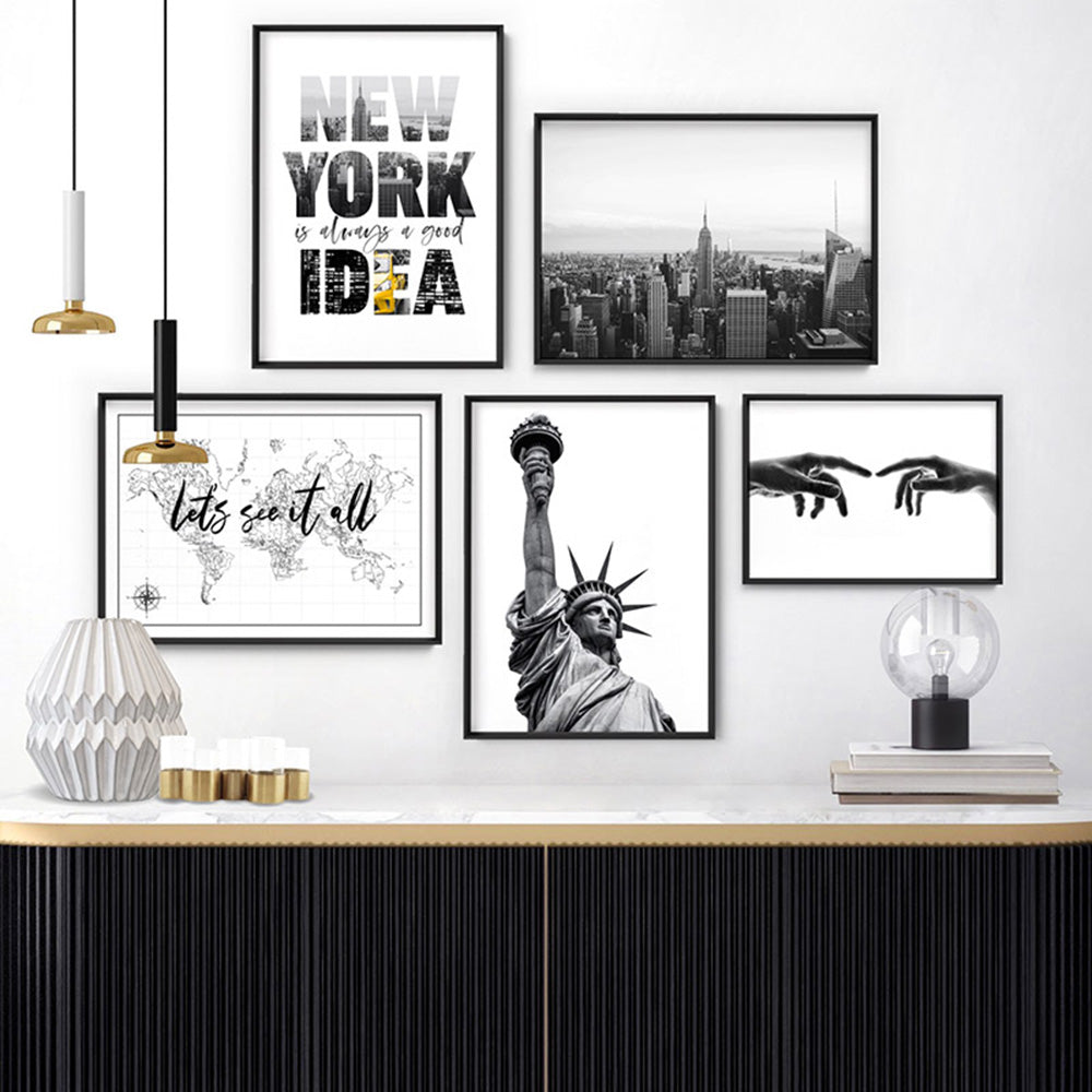 Liberty Rising - Art Print, Poster, Stretched Canvas or Framed Wall Art, shown framed in a home interior space