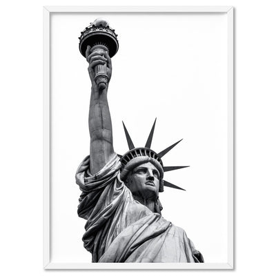 Liberty Rising - Art Print, Poster, Stretched Canvas, or Framed Wall Art Print, shown in a white frame