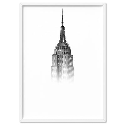 Empire State in the Clouds - Art Print, Poster, Stretched Canvas, or Framed Wall Art Print, shown in a white frame