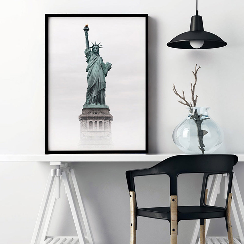 Liberty Enlightening - Art Print, Poster, Stretched Canvas or Framed Wall Art, shown framed in a room