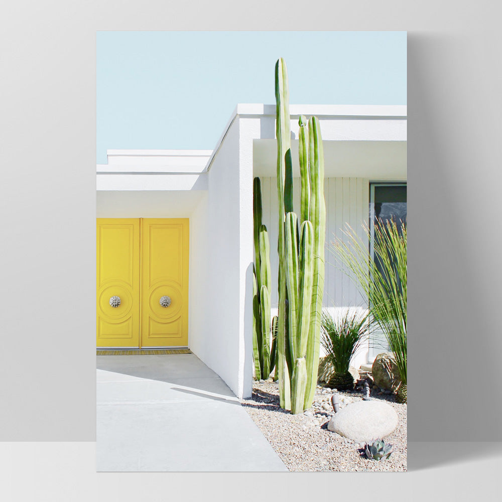 Palm Springs | Yellow Door I - Art Print, Poster, Stretched Canvas, or Framed Wall Art Print, shown as a stretched canvas or poster without a frame