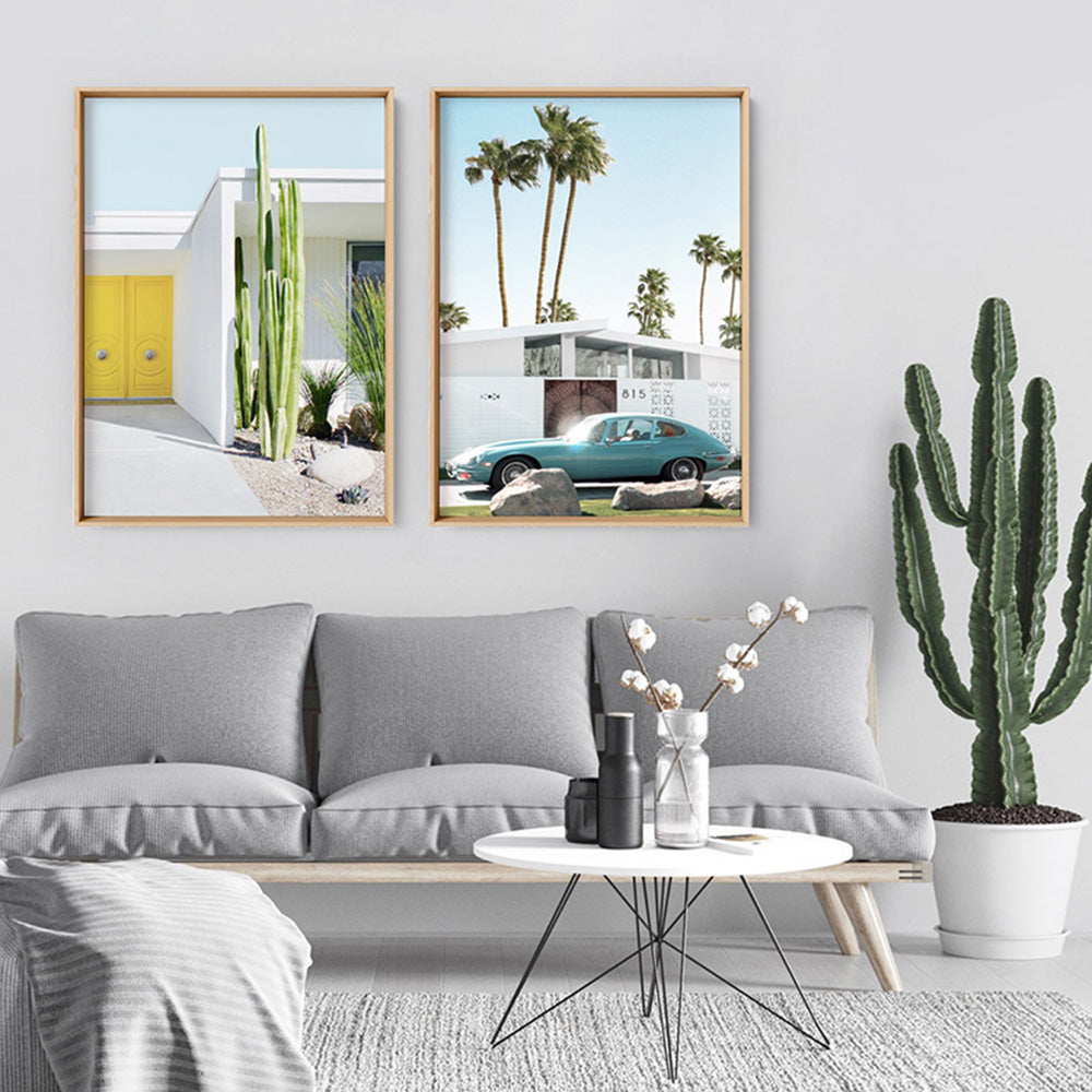 Palm Springs | Yellow Door I - Art Print, Poster, Stretched Canvas or Framed Wall Art, shown framed in a home interior space