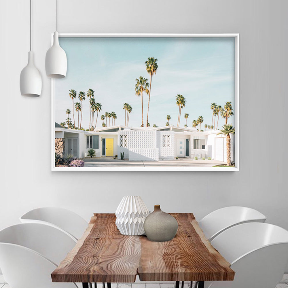 Palm Springs | Mid Century Abodes - Art Print, Poster, Stretched Canvas or Framed Wall Art Prints, shown framed in a room
