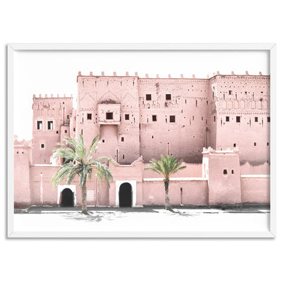 Moroccan Desert Palace | Kasbah Taourirt - Art Print, Poster, Stretched Canvas, or Framed Wall Art Print, shown in a white frame