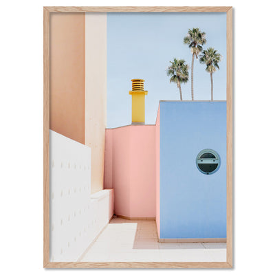 Miami Urban Pastels  - Art Print, Poster, Stretched Canvas, or Framed Wall Art Print, shown in a natural timber frame