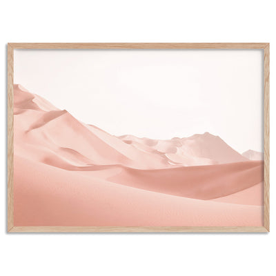 Sand Dunes in Pastel - Art Print, Poster, Stretched Canvas, or Framed Wall Art Print, shown in a natural timber frame