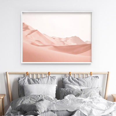 Sand Dunes in Pastel - Art Print, Poster, Stretched Canvas or Framed Wall Art, shown framed in a room