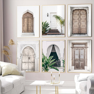 Arched Balcony View Morocco - Art Print, Poster, Stretched Canvas or Framed Wall Art, shown framed in a home interior space