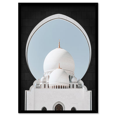 White Dome Palace - Art Print, Poster, Stretched Canvas, or Framed Wall Art Print, shown in a black frame