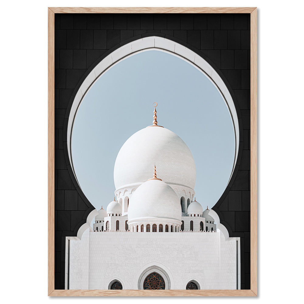 White Dome Palace - Art Print, Poster, Stretched Canvas, or Framed Wall Art Print, shown in a natural timber frame