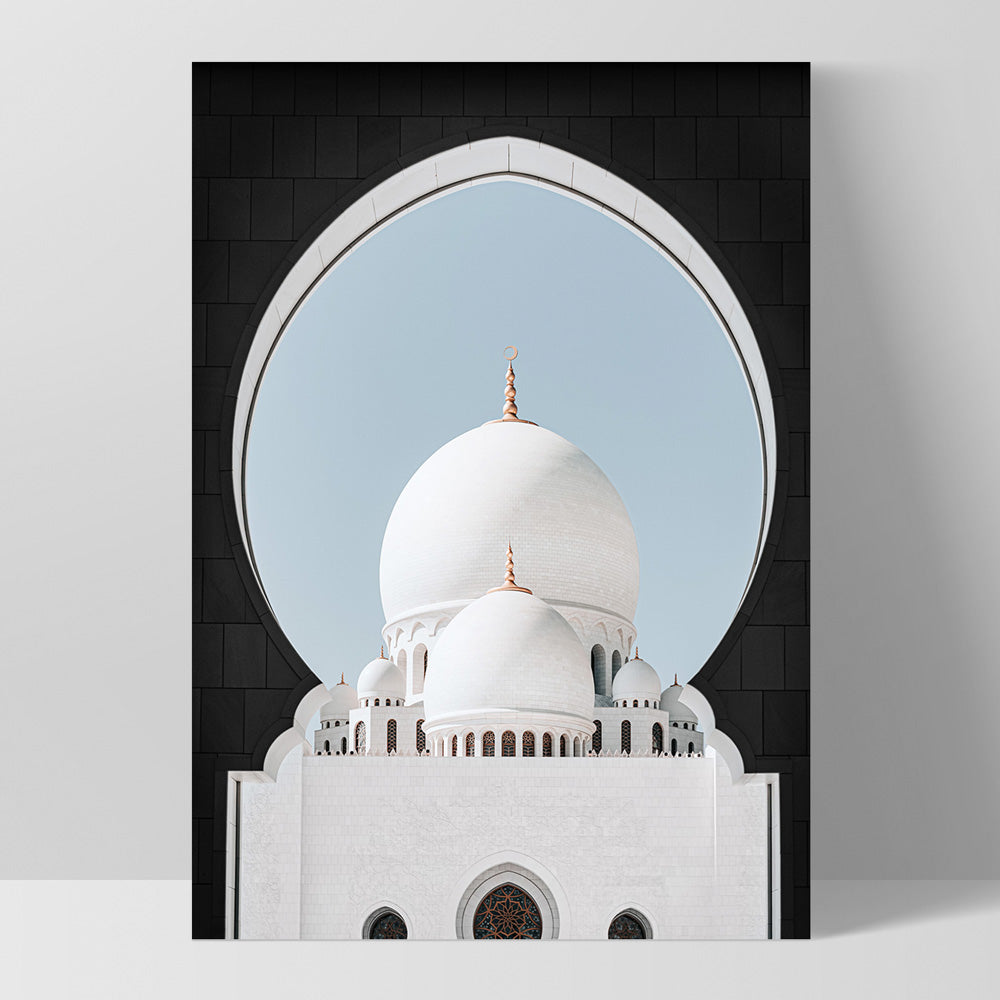 White Dome Palace - Art Print, Poster, Stretched Canvas, or Framed Wall Art Print, shown as a stretched canvas or poster without a frame