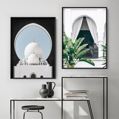 White Dome Palace - Art Print, Poster, Stretched Canvas or Framed Wall Art, shown framed in a home interior space