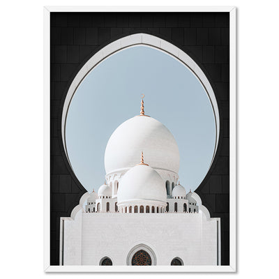 White Dome Palace - Art Print, Poster, Stretched Canvas, or Framed Wall Art Print, shown in a white frame