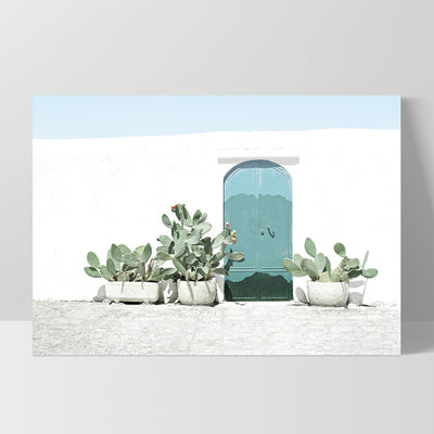 Desert Cactus Villa - Art Print, Poster, Stretched Canvas, or Framed Wall Art Print, shown as a stretched canvas or poster without a frame