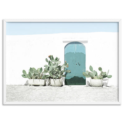 Desert Cactus Villa - Art Print, Poster, Stretched Canvas, or Framed Wall Art Print, shown in a white frame