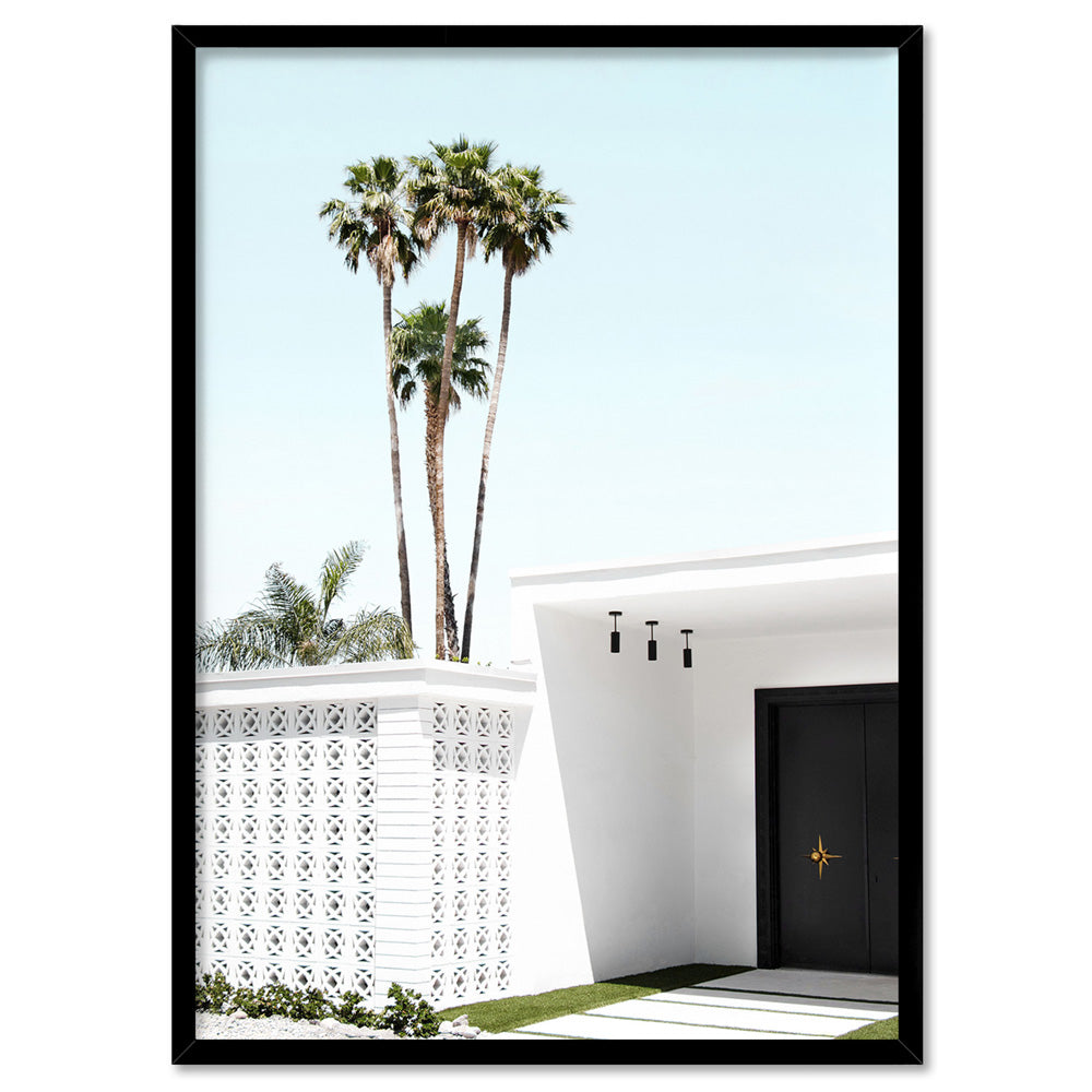 Palm Springs | Black Door - Art Print, Poster, Stretched Canvas, or Framed Wall Art Print, shown in a black frame