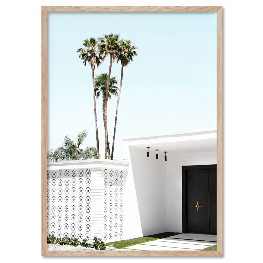 Palm Springs | Black Door - Art Print, Poster, Stretched Canvas, or Framed Wall Art Print, shown in a natural timber frame