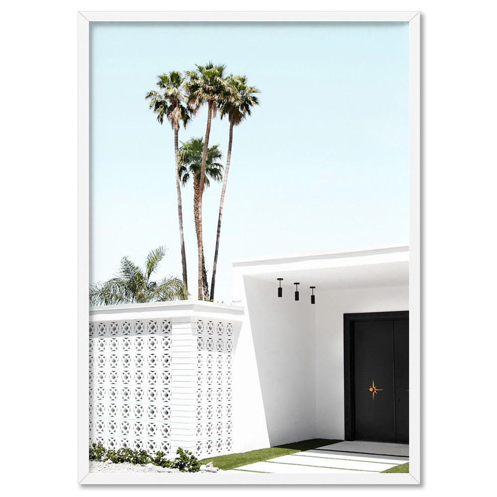 Palm Springs | Black Door - Art Print, Poster, Stretched Canvas, or Framed Wall Art Print, shown in a white frame