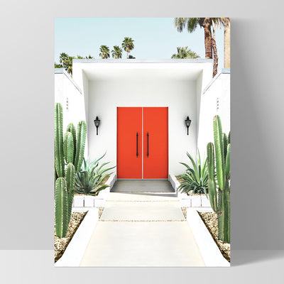 Palm Springs | Red Door - Art Print, Poster, Stretched Canvas, or Framed Wall Art Print, shown as a stretched canvas or poster without a frame