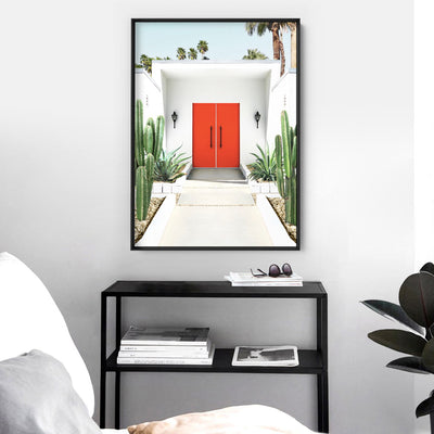 Palm Springs | Red Door - Art Print, Poster, Stretched Canvas or Framed Wall Art Prints, shown framed in a room