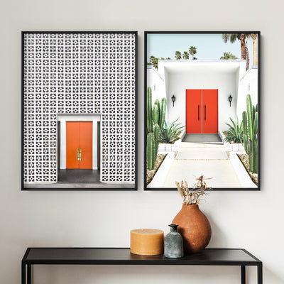 Palm Springs | Red Door - Art Print, Poster, Stretched Canvas or Framed Wall Art, shown framed in a home interior space