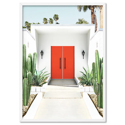 Palm Springs | Red Door - Art Print, Poster, Stretched Canvas, or Framed Wall Art Print, shown in a white frame