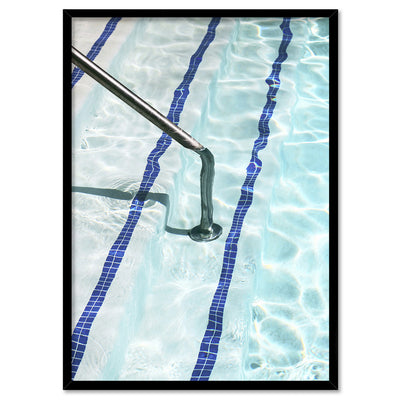 Palm Springs | Retro Poolside - Art Print, Poster, Stretched Canvas, or Framed Wall Art Print, shown in a black frame