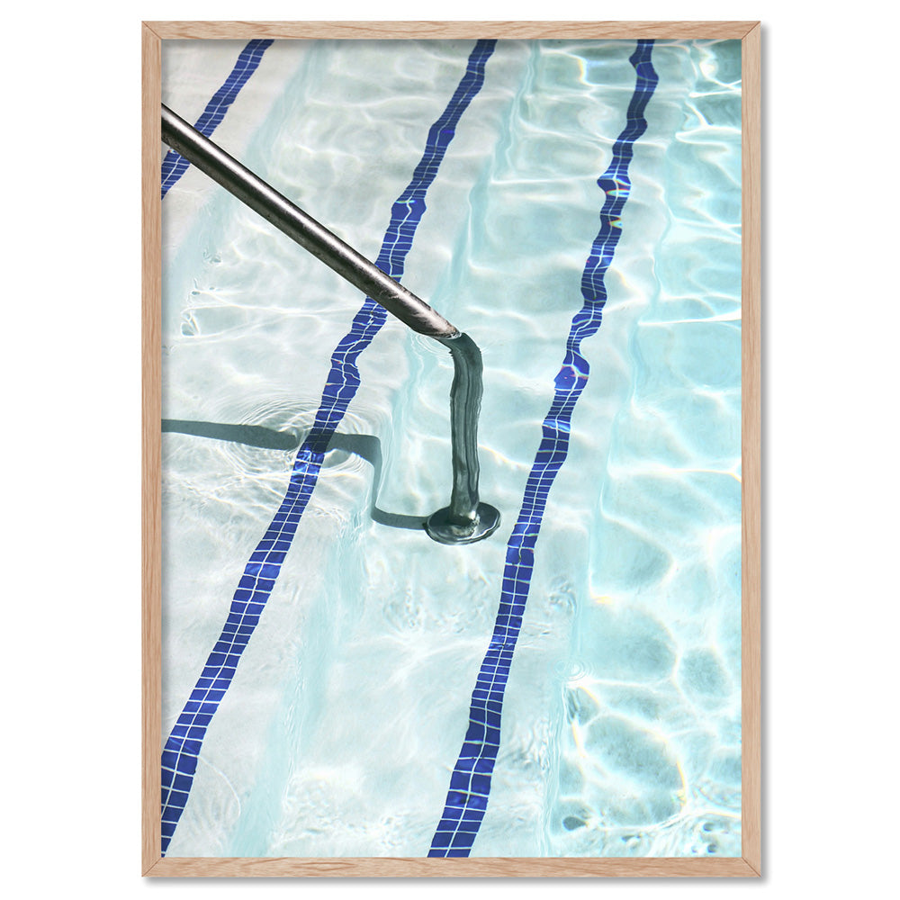 Palm Springs | Retro Poolside - Art Print, Poster, Stretched Canvas, or Framed Wall Art Print, shown in a natural timber frame