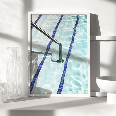 Palm Springs | Retro Poolside - Art Print, Poster, Stretched Canvas or Framed Wall Art, shown framed in a room
