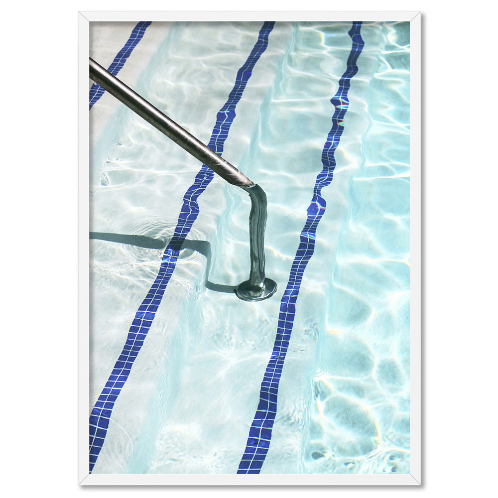 Palm Springs | Retro Poolside - Art Print, Poster, Stretched Canvas, or Framed Wall Art Print, shown in a white frame