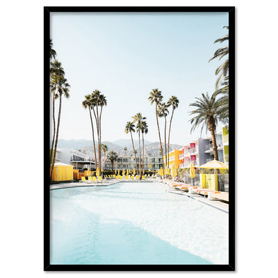 Palm Springs | The Saguaro Hotel II - Art Print, Poster, Stretched Canvas, or Framed Wall Art Print, shown in a black frame