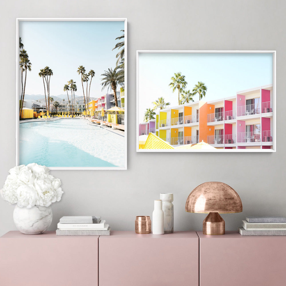 Palm Springs | The Saguaro Hotel II - Art Print, Poster, Stretched Canvas or Framed Wall Art, shown framed in a home interior space
