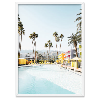 Palm Springs | The Saguaro Hotel II - Art Print, Poster, Stretched Canvas, or Framed Wall Art Print, shown in a white frame