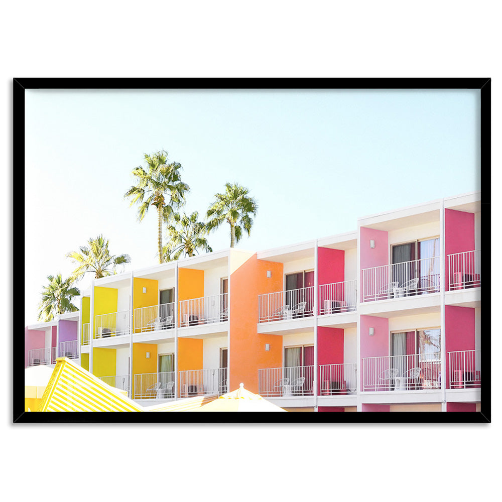 Palm Springs | The Saguaro Hotel III - Art Print, Poster, Stretched Canvas, or Framed Wall Art Print, shown in a black frame