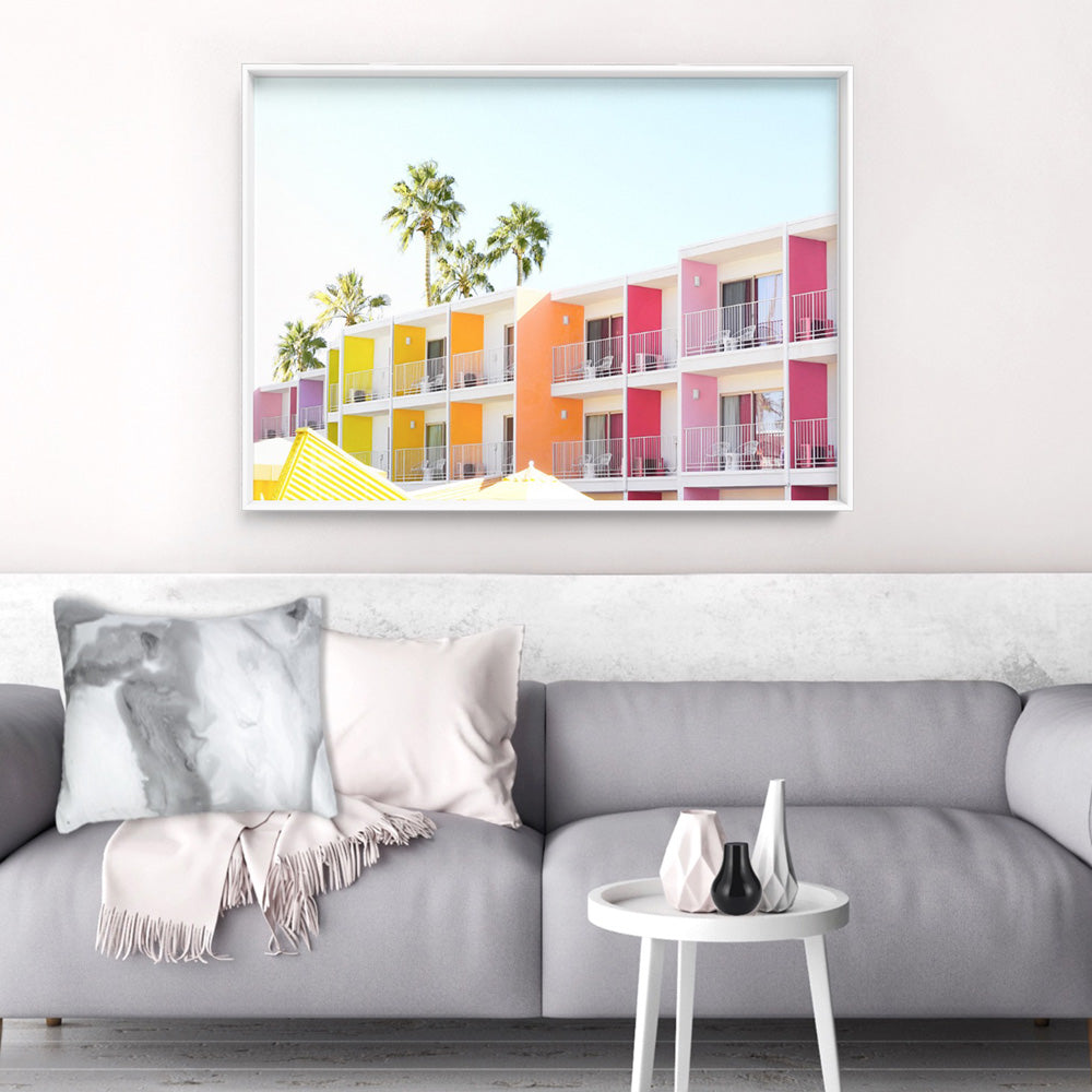Palm Springs | The Saguaro Hotel III - Art Print, Poster, Stretched Canvas or Framed Wall Art Prints, shown framed in a room