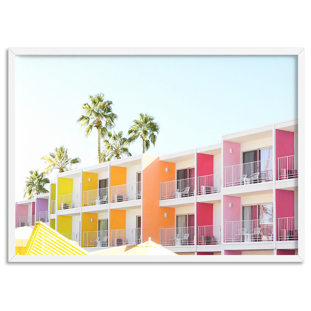 Palm Springs | The Saguaro Hotel III - Art Print, Poster, Stretched Canvas, or Framed Wall Art Print, shown in a white frame