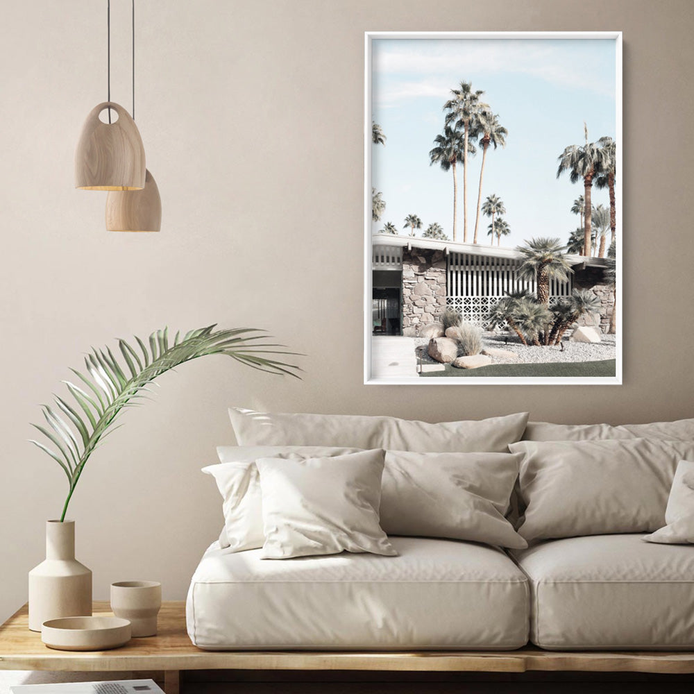 Palm Springs | Desert Haven II - Art Print, Poster, Stretched Canvas or Framed Wall Art, shown framed in a room