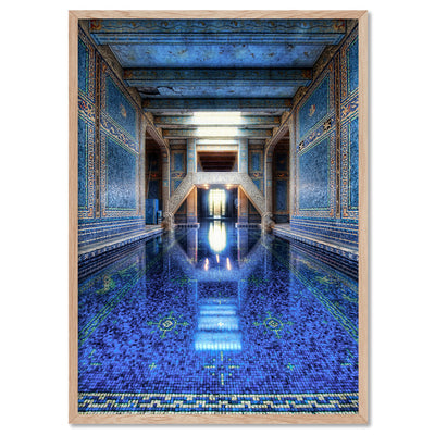 Blue Palace Pool - Art Print, Poster, Stretched Canvas, or Framed Wall Art Print, shown in a natural timber frame