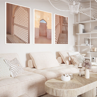 Light and Shadows Morocco I - Art Print, Poster, Stretched Canvas or Framed Wall Art, shown framed in a home interior space