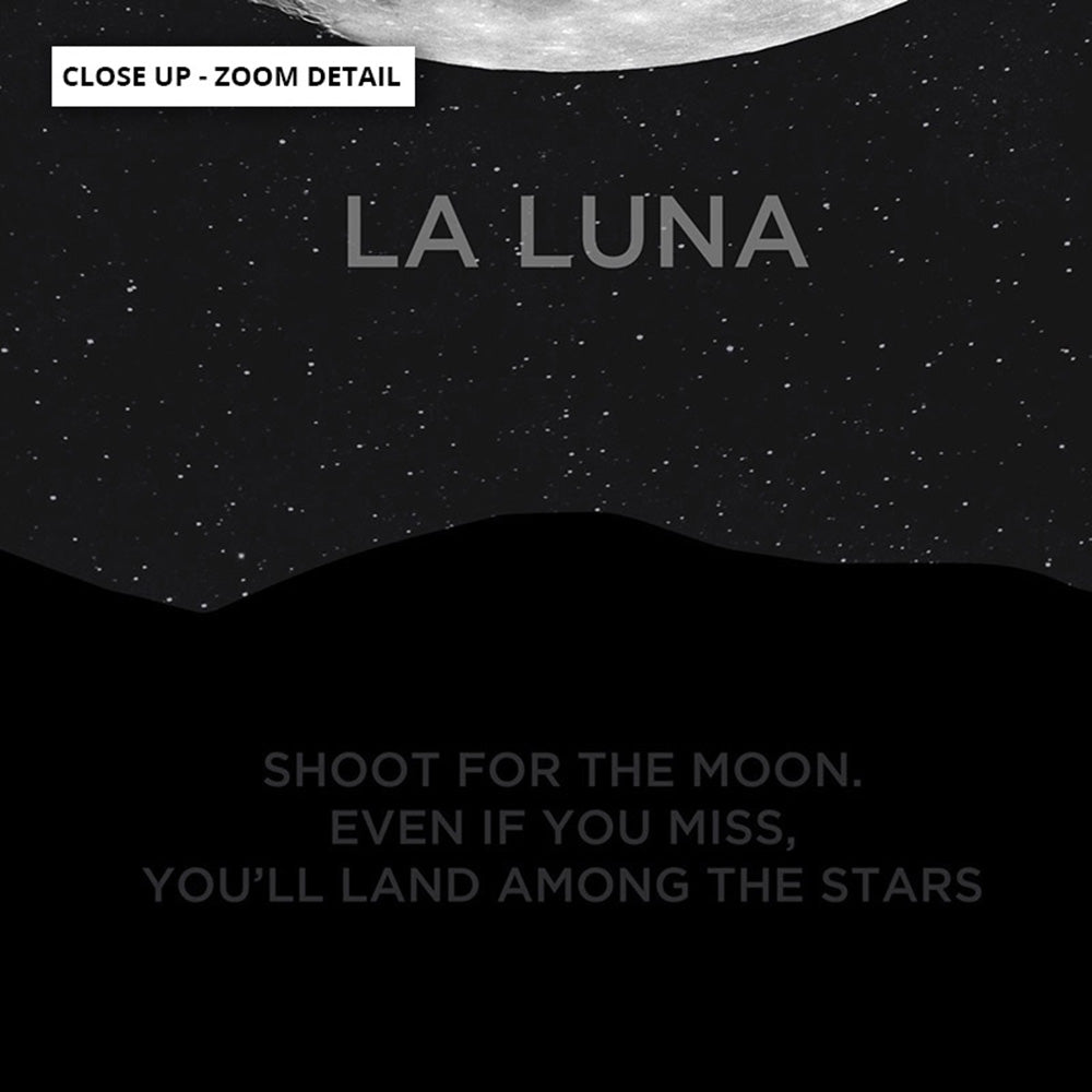 La Luna Moon - Art Print, Poster, Stretched Canvas or Framed Wall Art, Close up View of Print Resolution