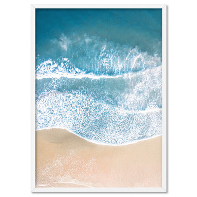 Aerial Beach Sand Waves View I - Art Print, Poster, Stretched Canvas, or Framed Wall Art Print, shown in a white frame