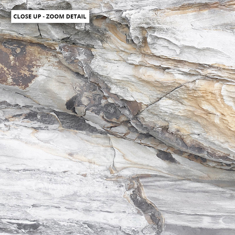 Bondi Coastal Rock Face II - Art Print, Poster, Stretched Canvas or Framed Wall Art, Close up View of Print Resolution