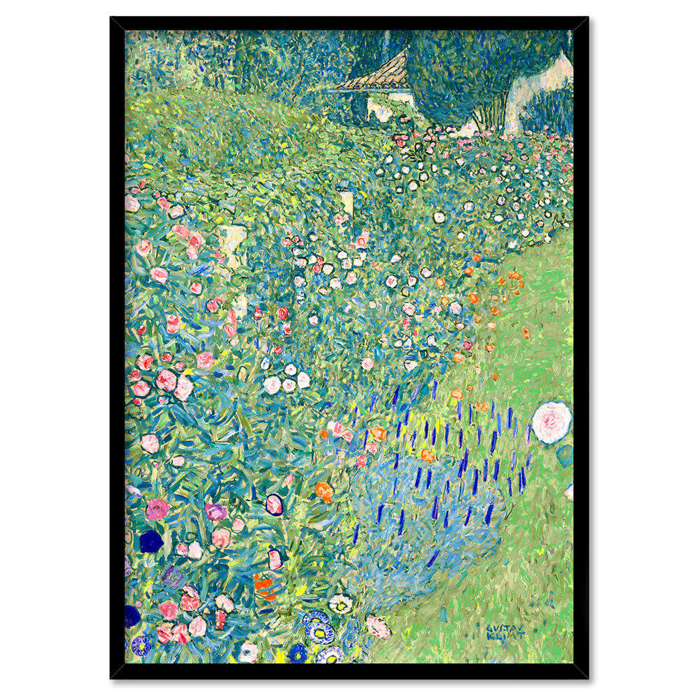 GUSTAV KLIMT | Italian Garden Landscape - Art Print, Poster, Stretched Canvas, or Framed Wall Art Print, shown in a black frame
