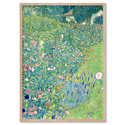 GUSTAV KLIMT | Italian Garden Landscape - Art Print, Poster, Stretched Canvas, or Framed Wall Art Print, shown in a natural timber frame