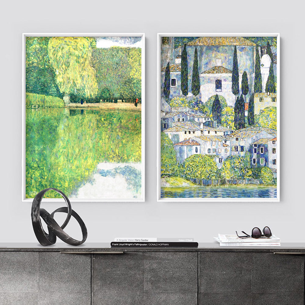 GUSTAV KLIMT | Schonbrunn Park - Art Print, Poster, Stretched Canvas or Framed Wall Art, shown framed in a home interior space