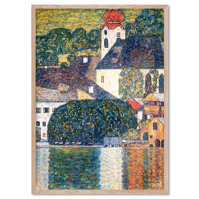 GUSTAV KLIMT | Church in Unterach on Attersee - Art Print, Poster, Stretched Canvas, or Framed Wall Art Print, shown in a natural timber frame