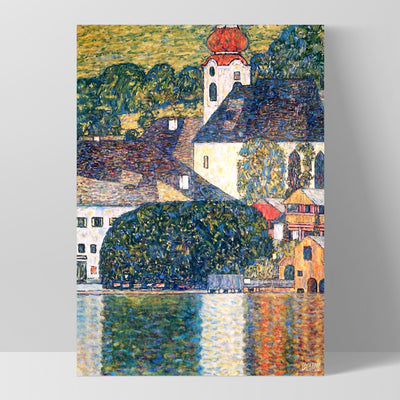 GUSTAV KLIMT | Church in Unterach on Attersee - Art Print, Poster, Stretched Canvas, or Framed Wall Art Print, shown as a stretched canvas or poster without a frame