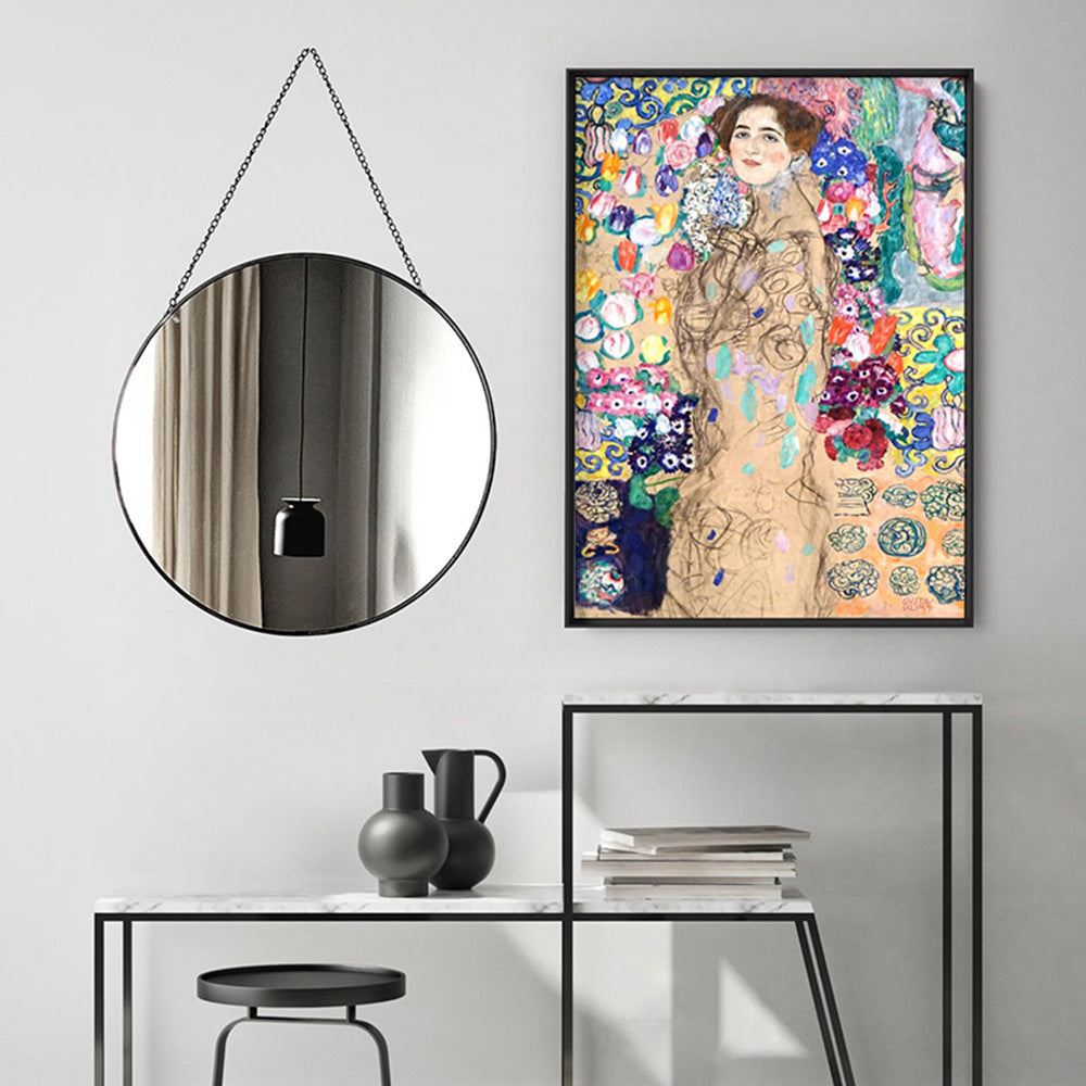 GUSTAV KLIMT | Portrait of Ria Munk III - Art Print, Poster, Stretched Canvas or Framed Wall Art Prints, shown framed in a room